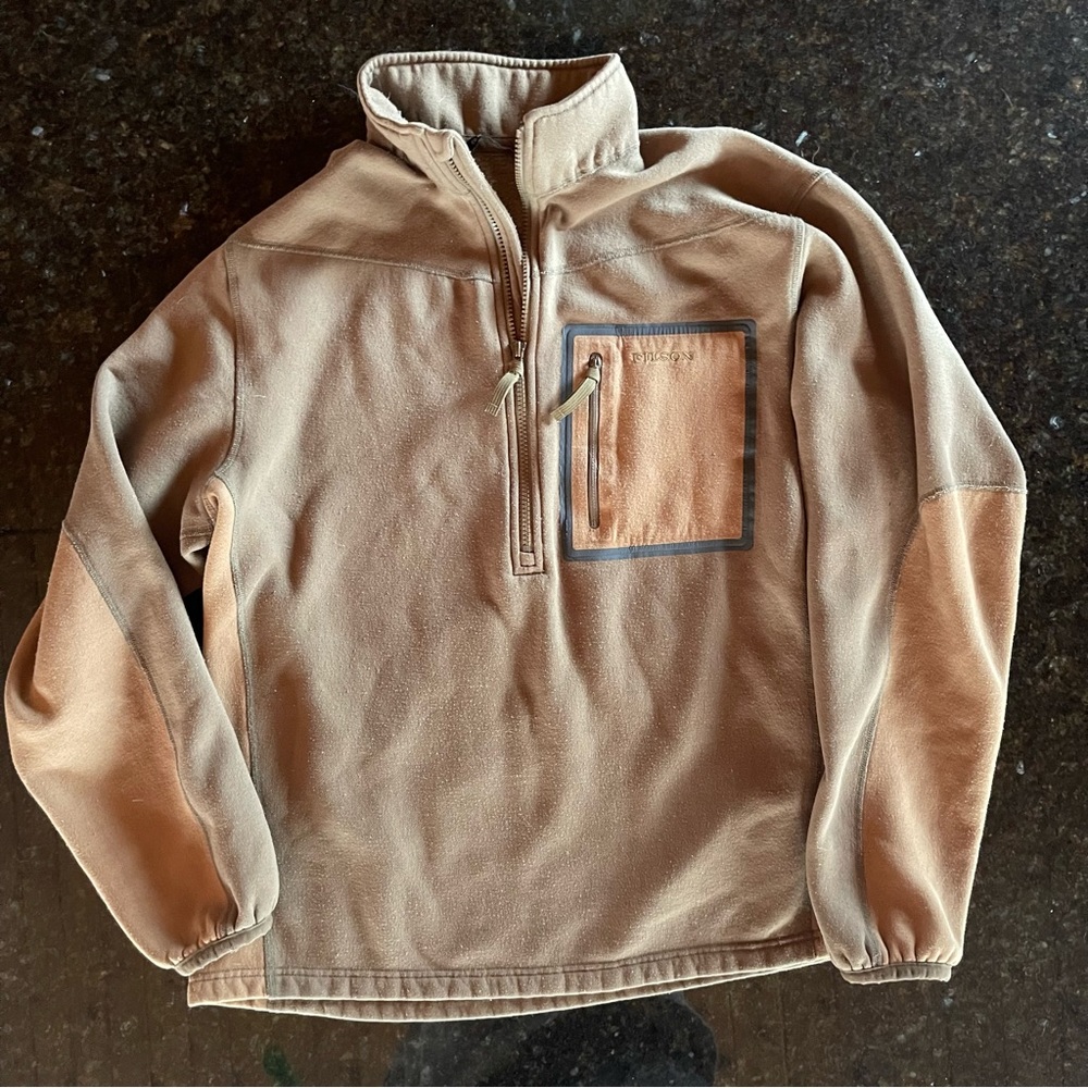 Filson Tan Half-Zip Fleece Pullover